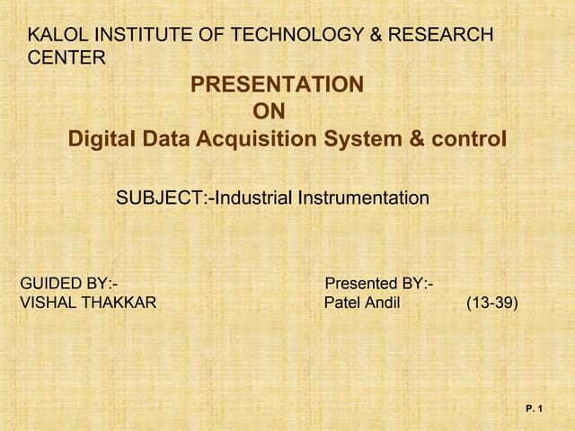 Data acquisition & system control basic information 