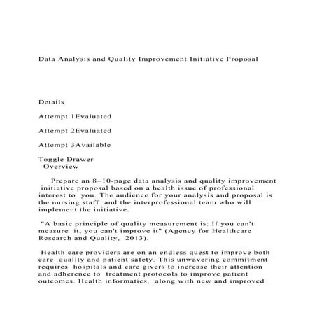 Data Analysis and Quality Improvement Initiative Proposal .docx