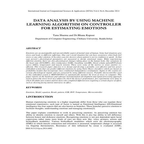 Galvanic Skin Response Data Classification for Emotion Detection | PDF