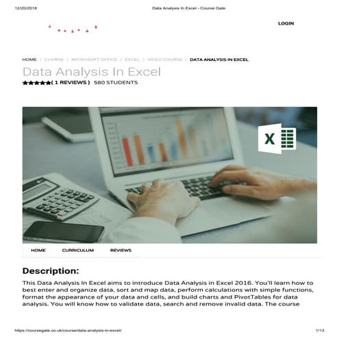 Data Analysis In Excel - Course Gate | PDF