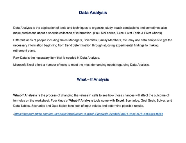 Data analysis scenarios