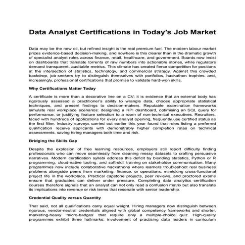 Data Analyst Certifications in Today’s Job Market