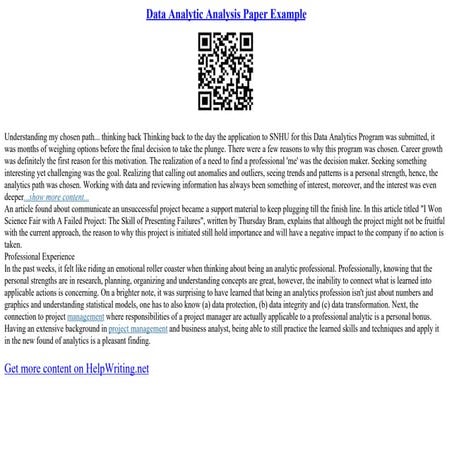 Data Analytic Analysis Paper Example | PPT