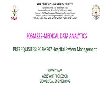 INTRODUCTION TO MEDICAL DATA ANALYSIS-(MEDICAL DATA ANALYTICS)