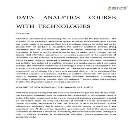 Data analytics course with  technologies