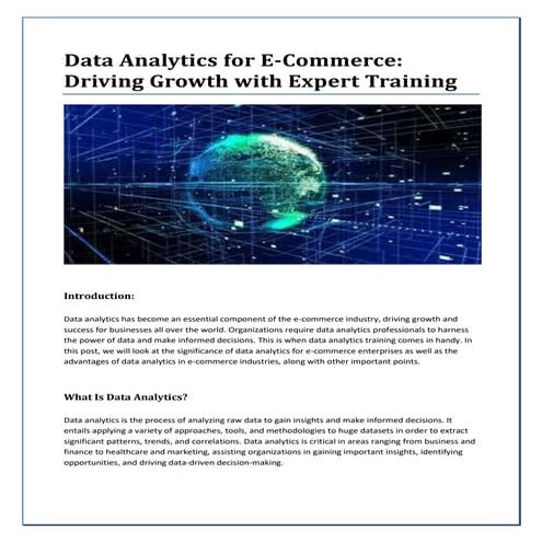 Data Analytics for E-Commerce: Driving Growth with Expert Training | PDF