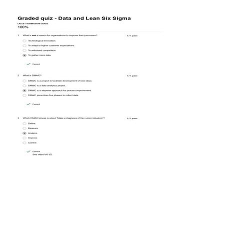 Data Analytics for Lean Six Sigma Questions and Answers