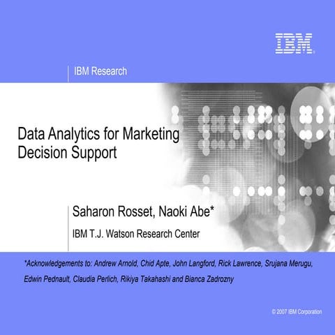Data analytics for marketing decision support