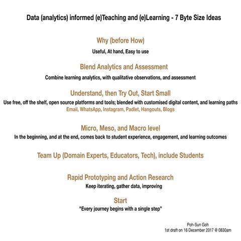 Data (analytics) informed (e)teaching and (e)learning - 7 byte size ideas