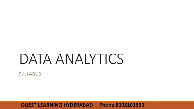 Topics to master for Data analytics | PPT