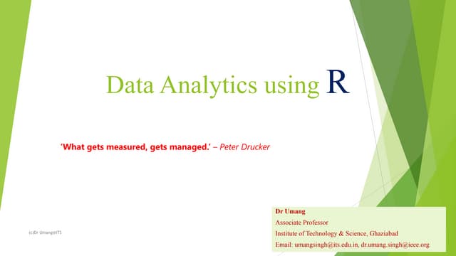 Data analytics using R programming