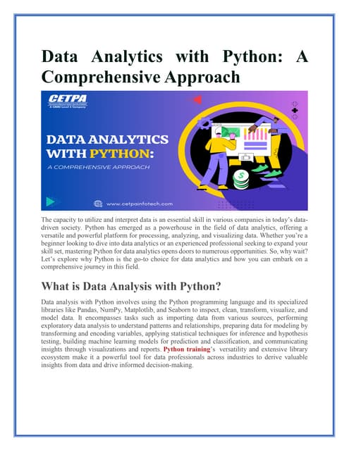 Data Analytics with Python: A Comprehensive Approach - CETPA Infotech