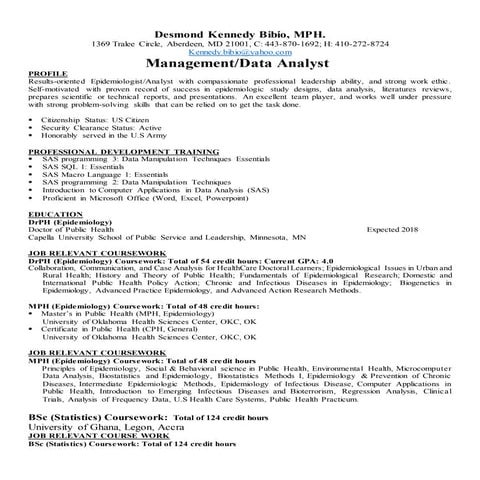 Data and management analyst