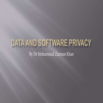 Data and software privacy