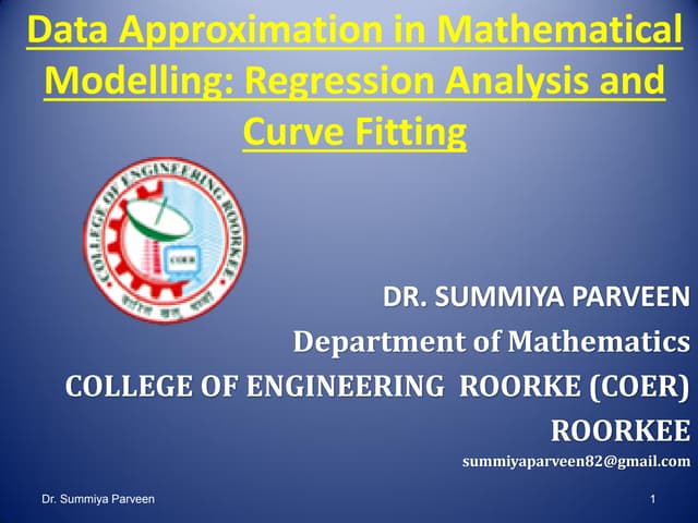 Data Approximation in Mathematical Modelling Regression Analysis and curve fi...