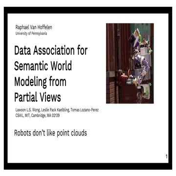 Data association for semantic world modeling from partial views