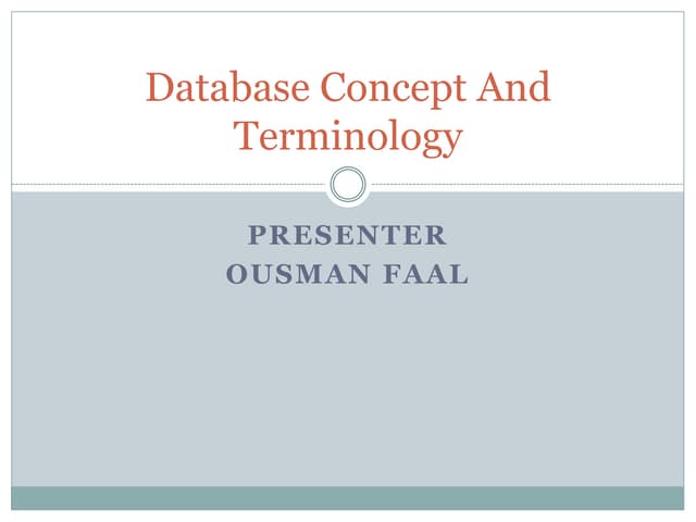 Database Concepts and Terminologies