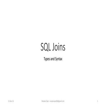 SQL Joins: Types and Syntax Explained | PPT