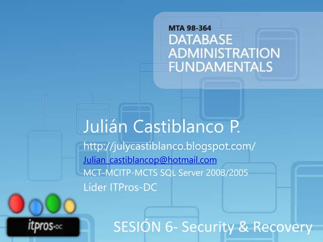 Databaseadmonfundamentalitprosdcchapter6