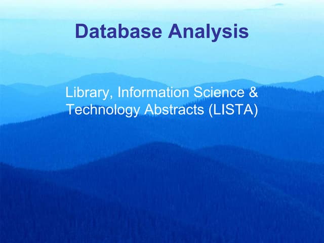 LISTA Database Analysis