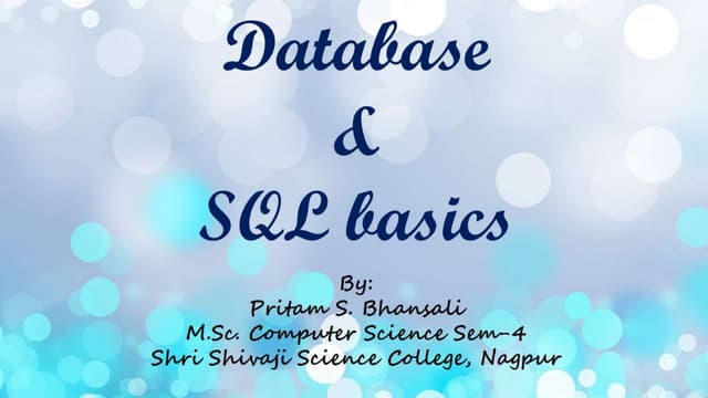 Database and SQL basics | PPT