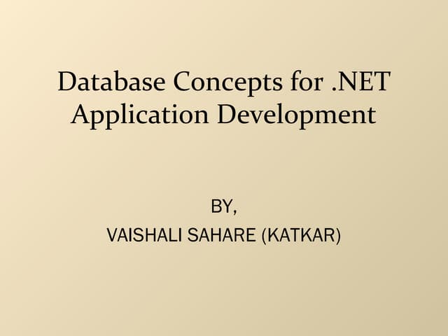 Database concepts by vaishali sahare[katkar]