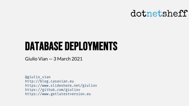 Database deployments - dotnetsheff
