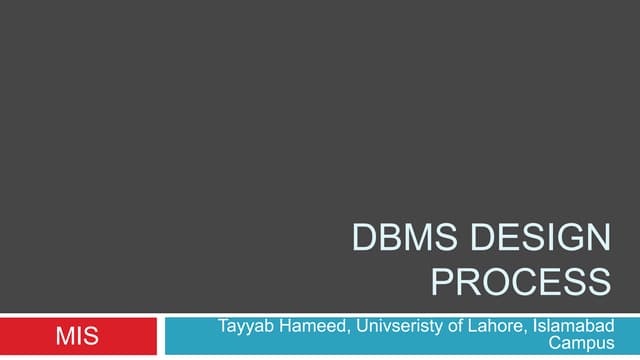 Fundamentals of Database Design