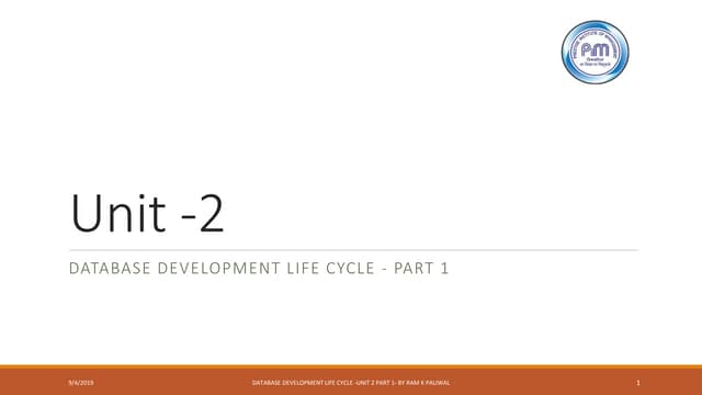 Database development life cycle  unit 2 part 1