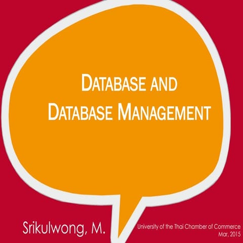 Overview of Database and Database Management | PPT