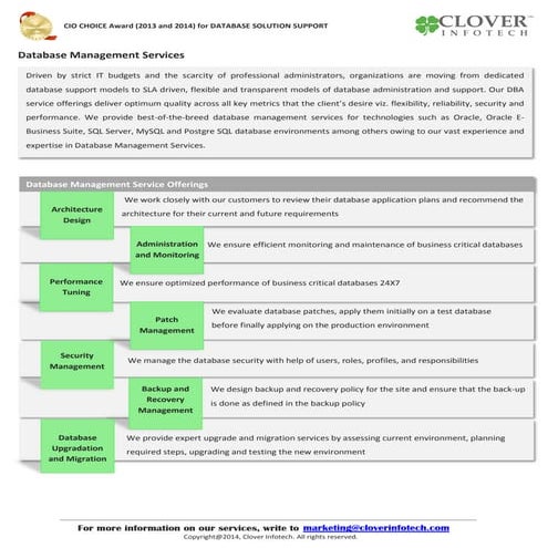 Database Management Services | Clover Infotech