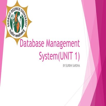 Database Management System(UNIT 1) | PPT