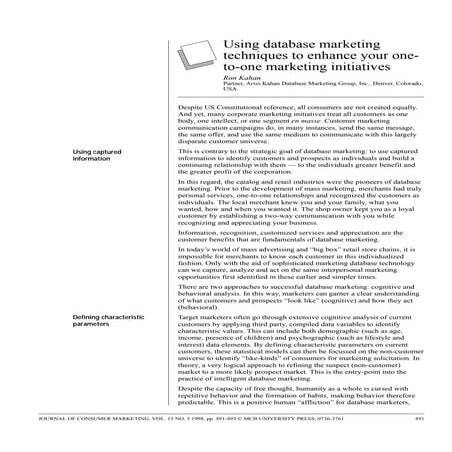 Database marketing article