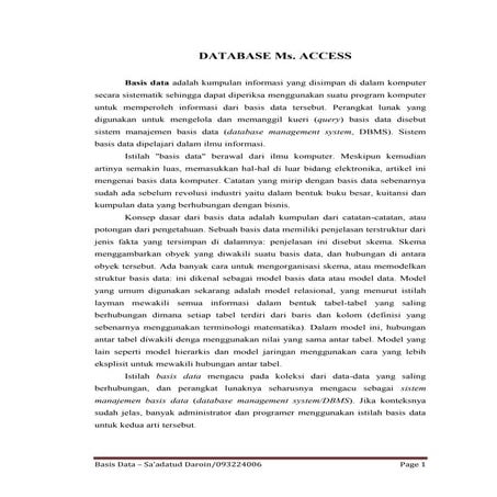 Database ms. access by esde