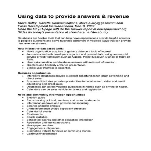 Database Overview For Siberian Journalists