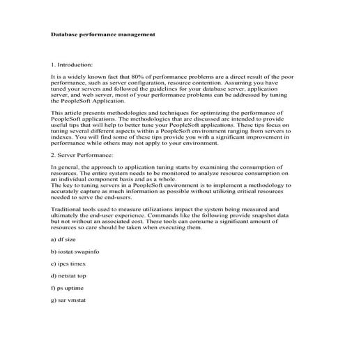 Database performance management