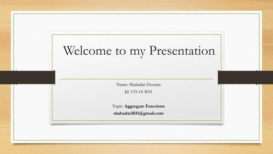 Aggregate functions | PPT