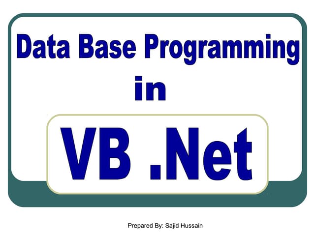 Database programming in vb net