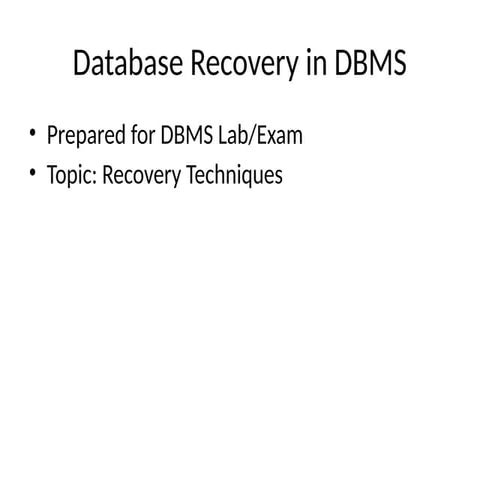 Comprehensive Overview of Database Recovery Techniques in DBMS for Data ...