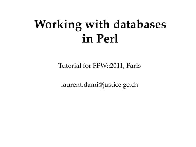 Working with databases in Perl