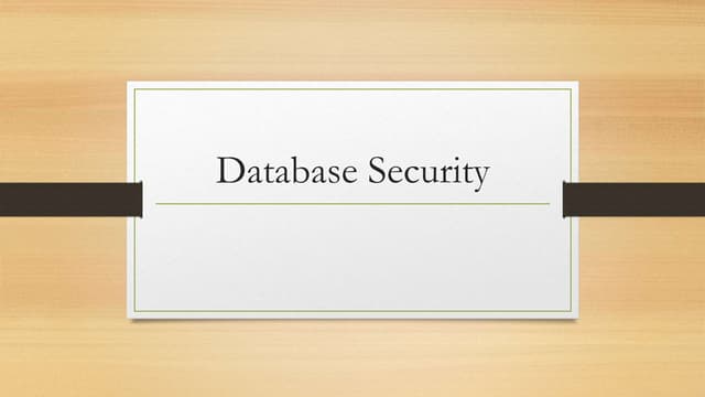 Database Security and Management Systems