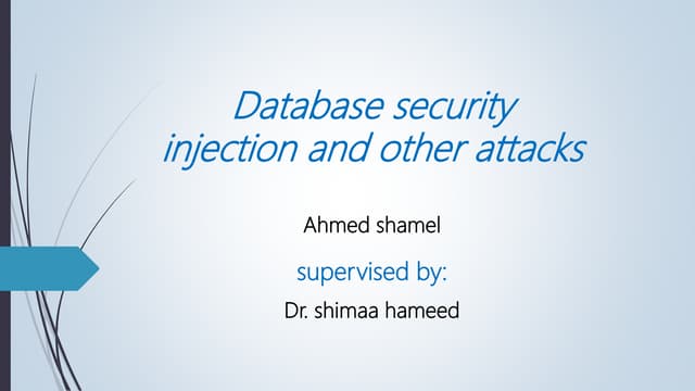 Data base security and injection