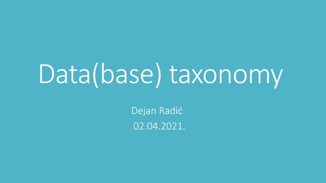 Data(base) taxonomy