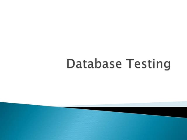 Data base testing