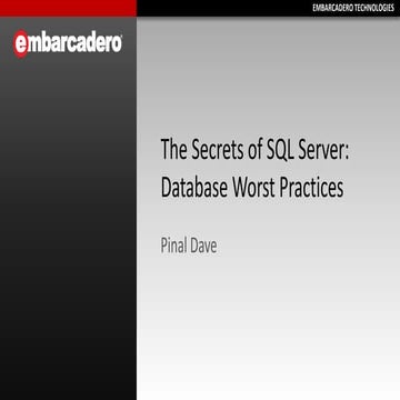 The Secrets of SQL Server: Database Worst Practices | PPT
