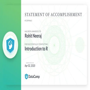 DataCamp_StatementOfAccomplishment_Introduction to R | PPT