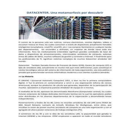 Datacenter. Una metamorfosis por descubrir