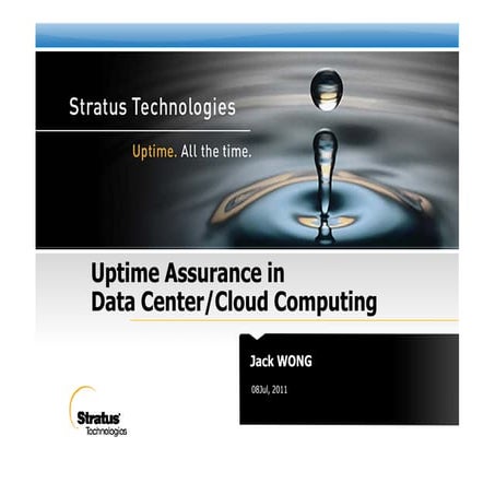 Data center 2.0: Uptime assurance for data centre or cloud computing by Mr. J...