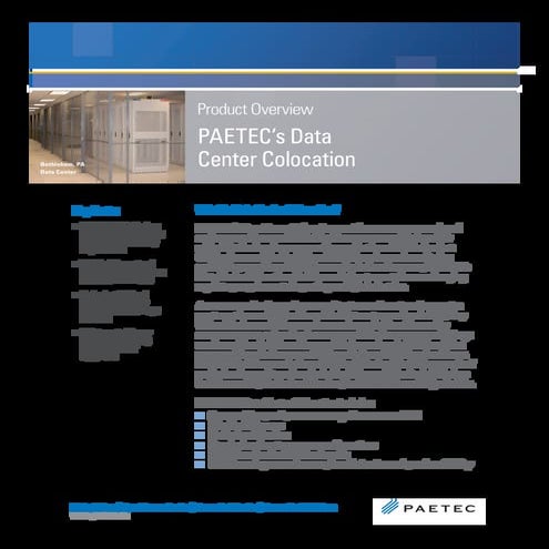 Paetec Data Center Colocation Presentation | PPT