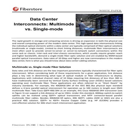 Data center interconnects multimode vs. single mode
